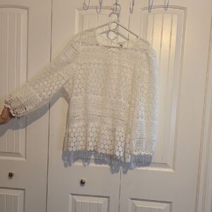 Elegant White Lace Women's Top